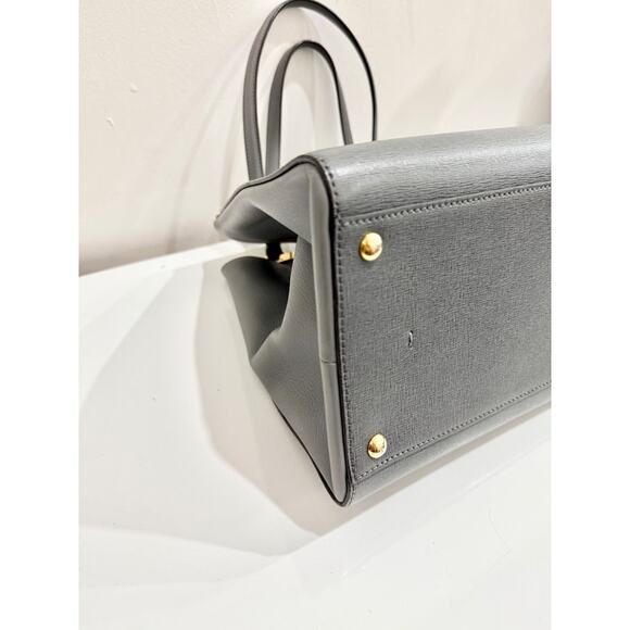 Fendi 2Jours Gray Textured Leather Double Shoulder Top Handle Handbag - Picture 8 of 12